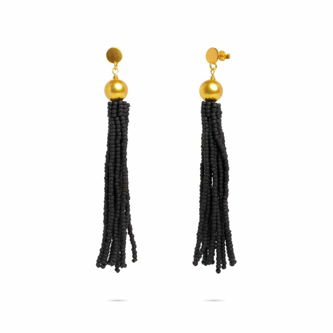 ibu jewels oorbellen fringe tassle black