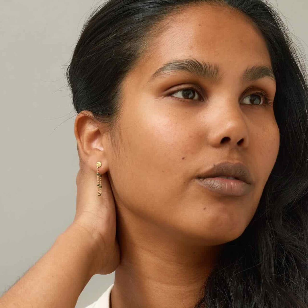 enamel oorbellen lola khaki