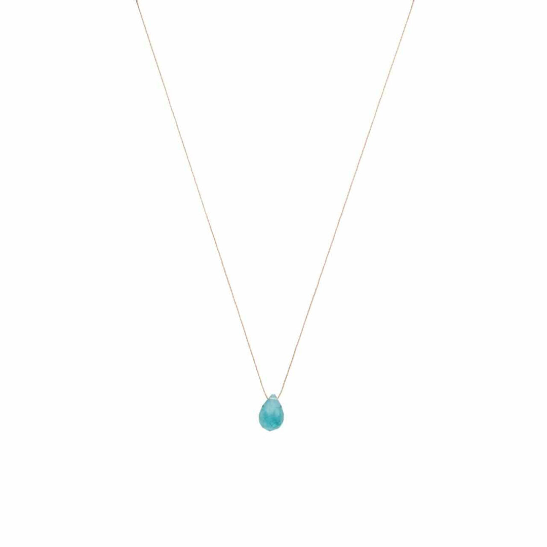 une a une ketting goutte calcedoine bleu