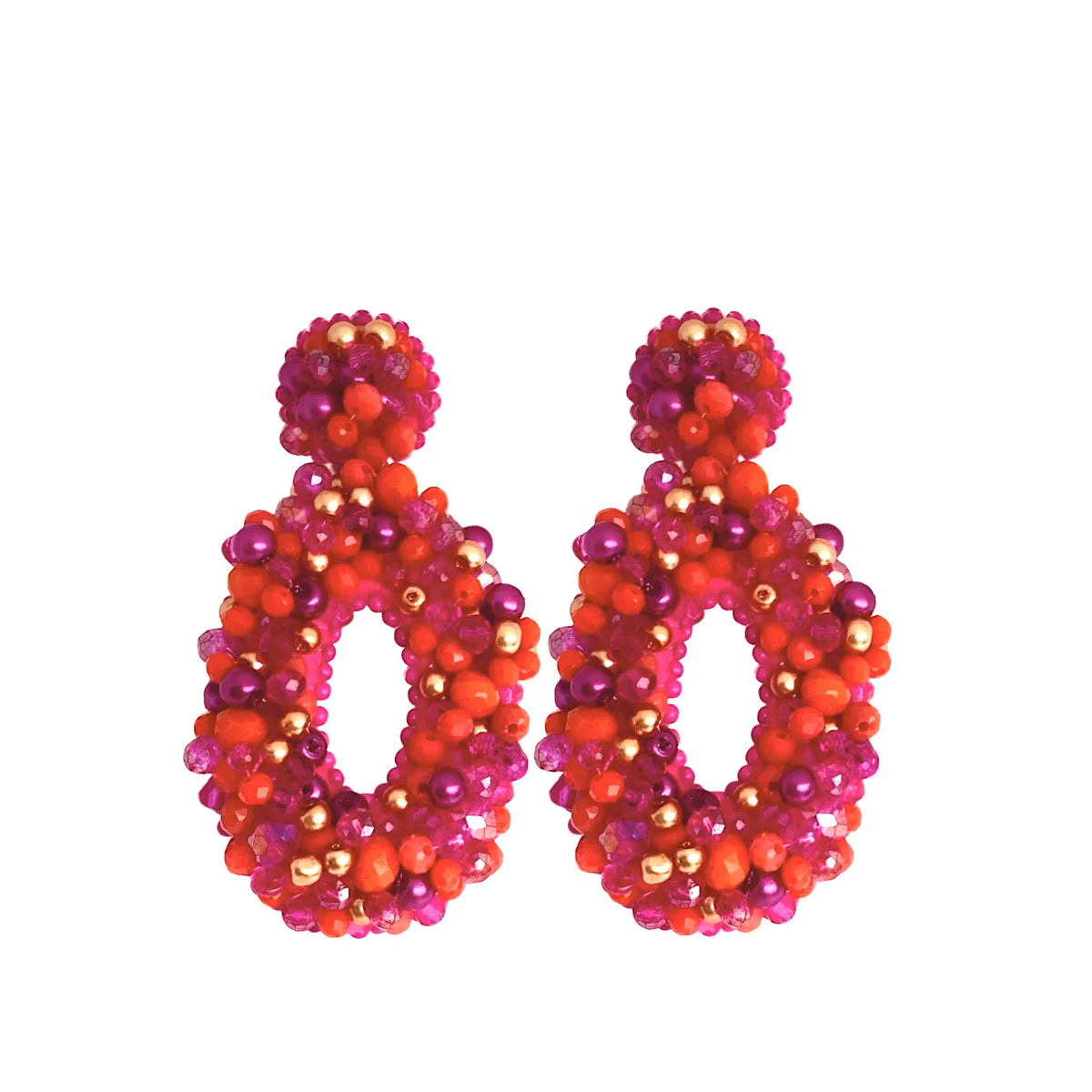 paulie pocket oorbellen grande oval fuchsia