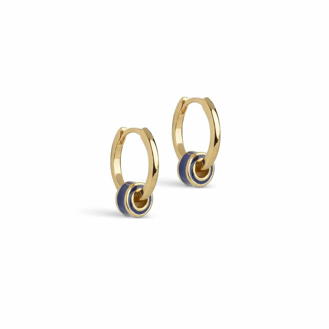 enamel oorbellen tokens circle navy blue