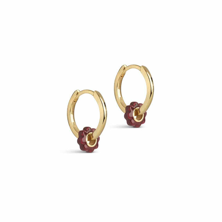 enamel oorbellen tokens flowers bordeaux