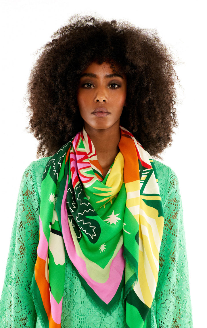 Wild Paris sjaal Chachacha green big