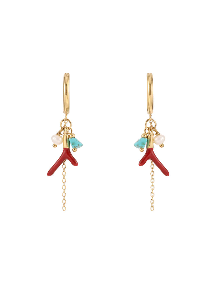 Rose & Camellia oorbellen coral red
