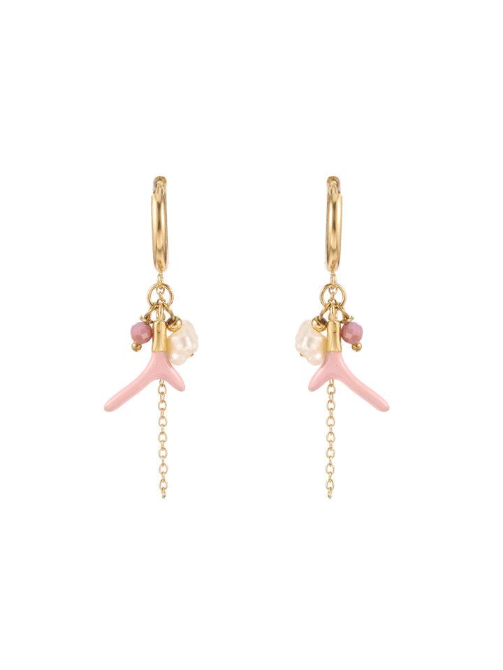 Rose & Camellia oorbellen coral pink