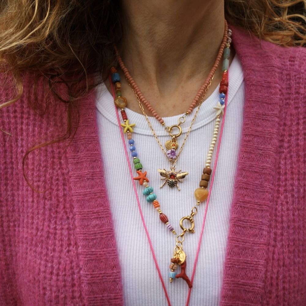 widaro ketting old pink/light orange beads (kies je kleur)