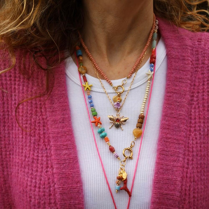 widaro ketting old pink/light orange beads (kies je kleur)