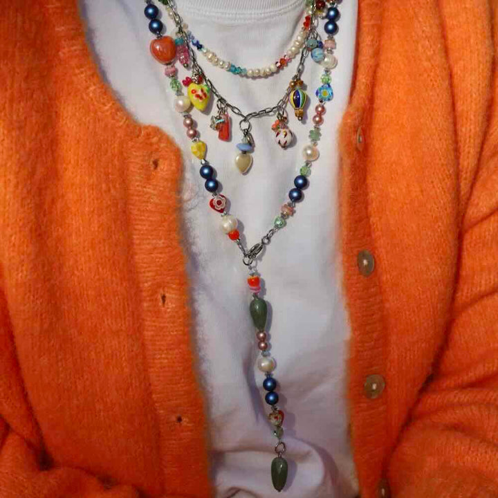 widaro ketting pearls and colours silver