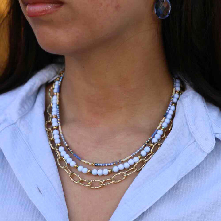 Widaro ketting casual lila/light blue/burgundy