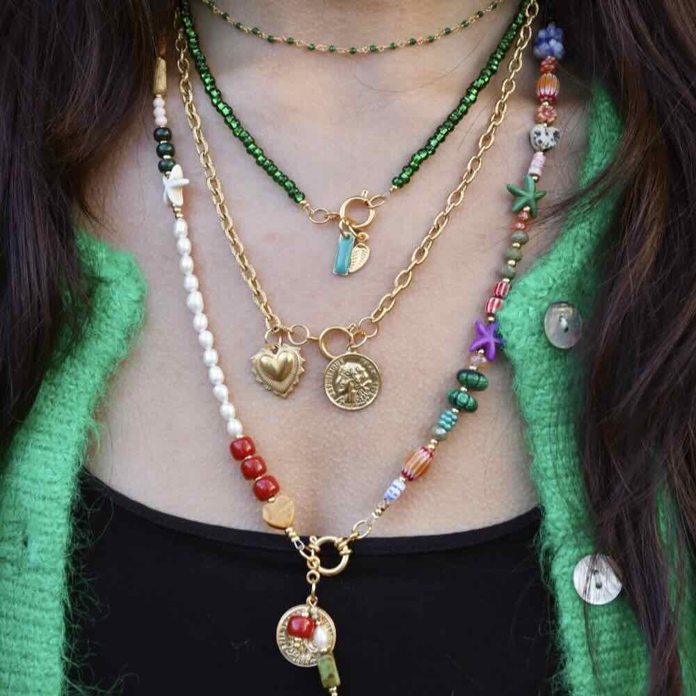 widaro ketting green/ blue shade beads (kies je kleur)