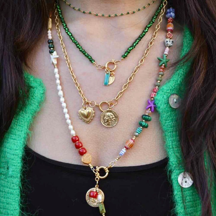 widaro ketting green/ blue shade beads (kies je kleur)
