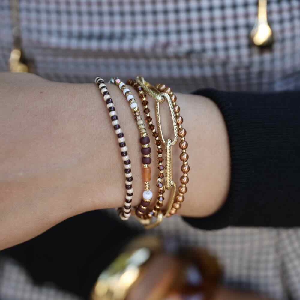 widaro armband stripey dark brown