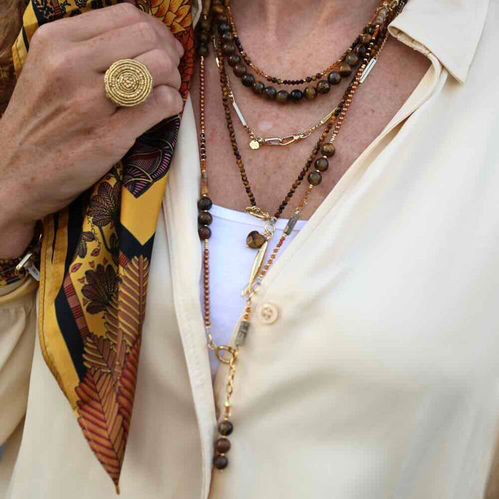 widaro lange ketting tiger eye beads