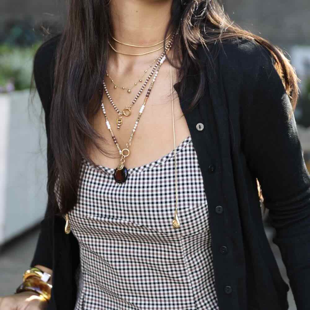 Rose & Camellia ketting long with drops