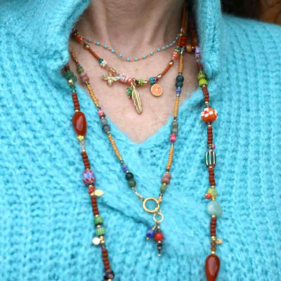 widaro halflange ketting color beads