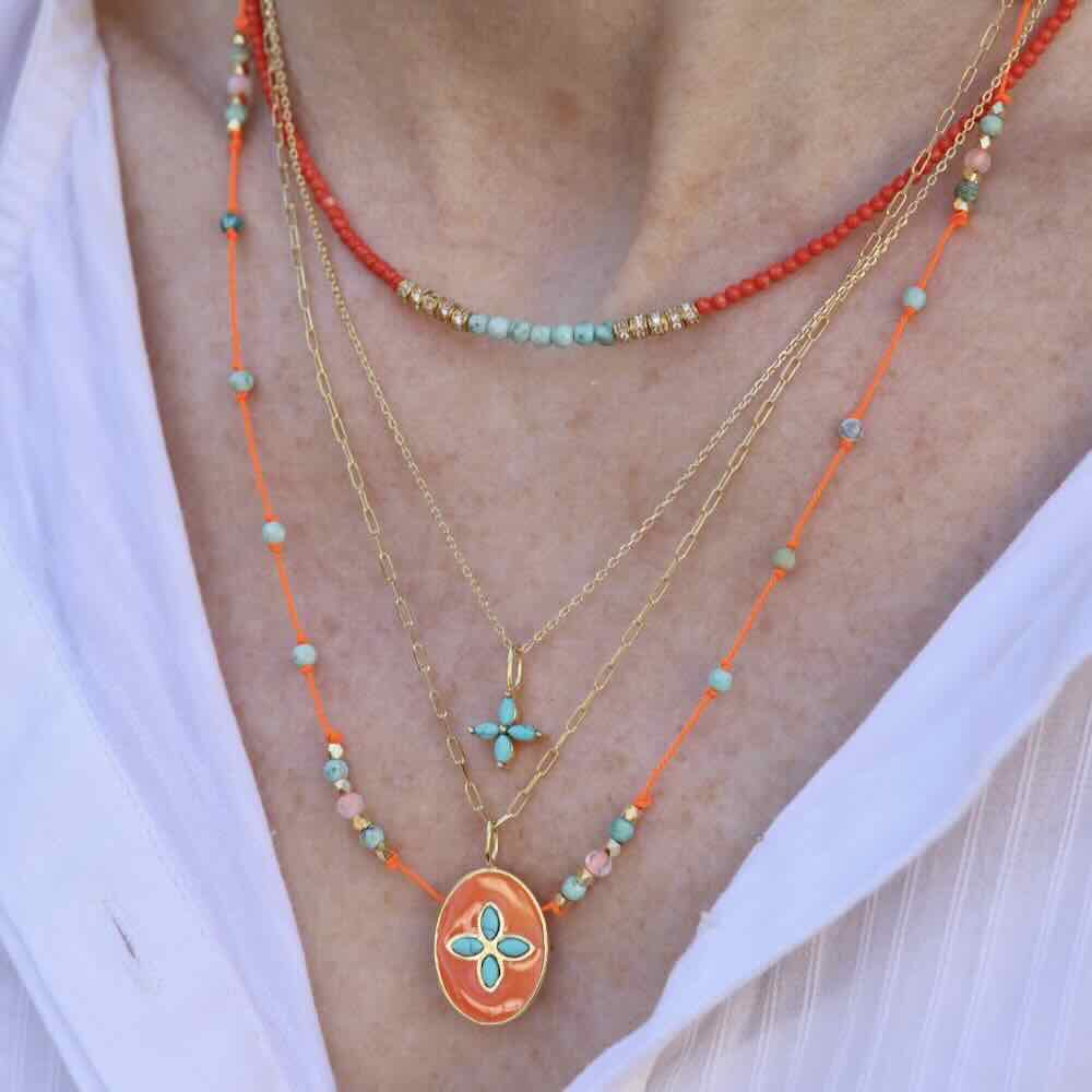 une a une ketting pop orange