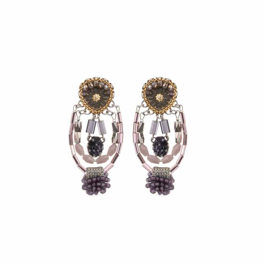 ayala bar oorbellen mid season set purple beaded zambarau