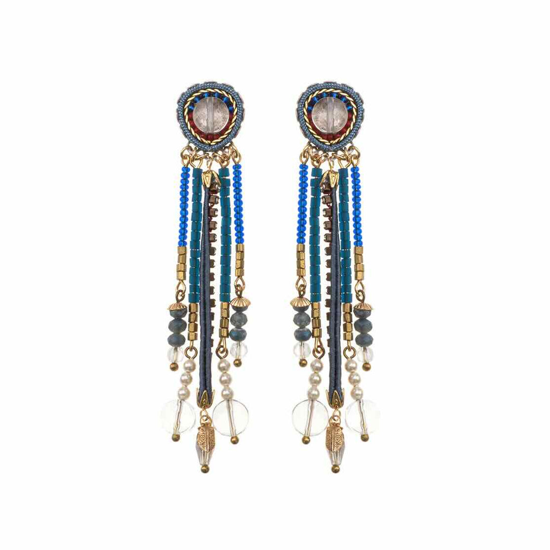 ayala bar oorbellen mid season set long blue & gold winona