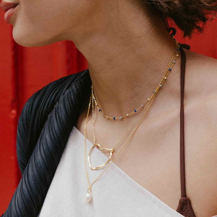 enamel ketting organic heart chunky