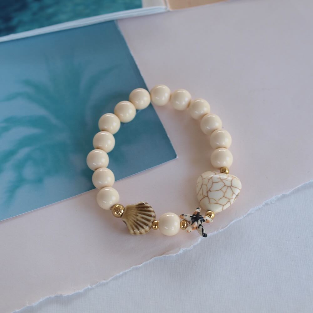 widaro armband/ketting round beachy cream