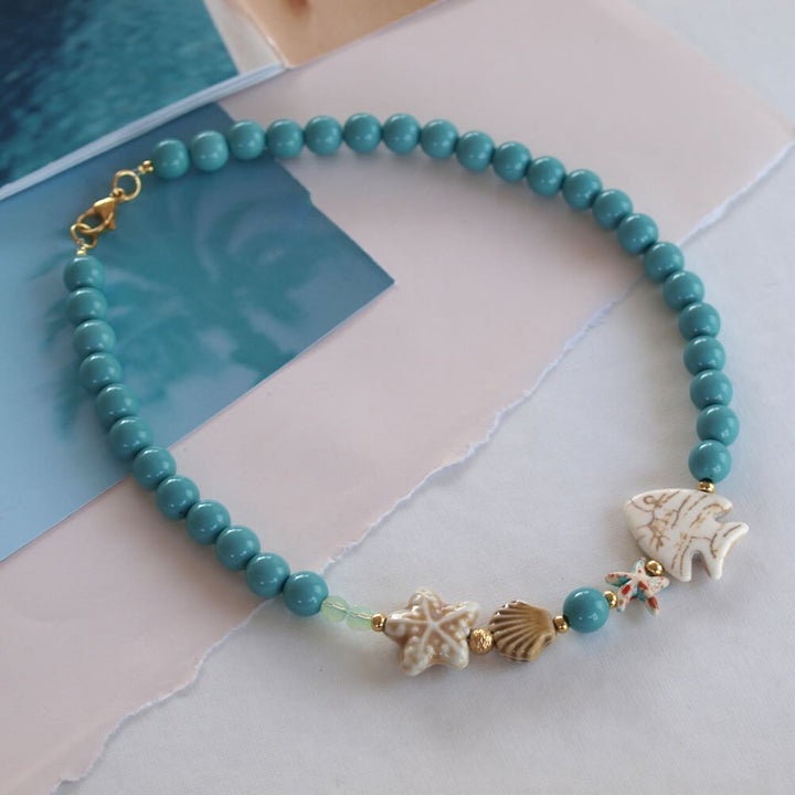 widaro armband/ketting round beachy turquoise