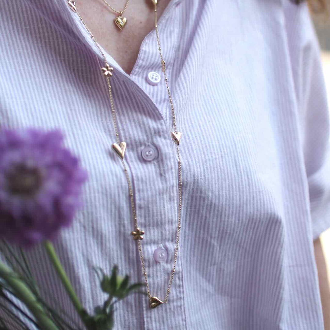 rose & camellia lange ketting flowers & hearts