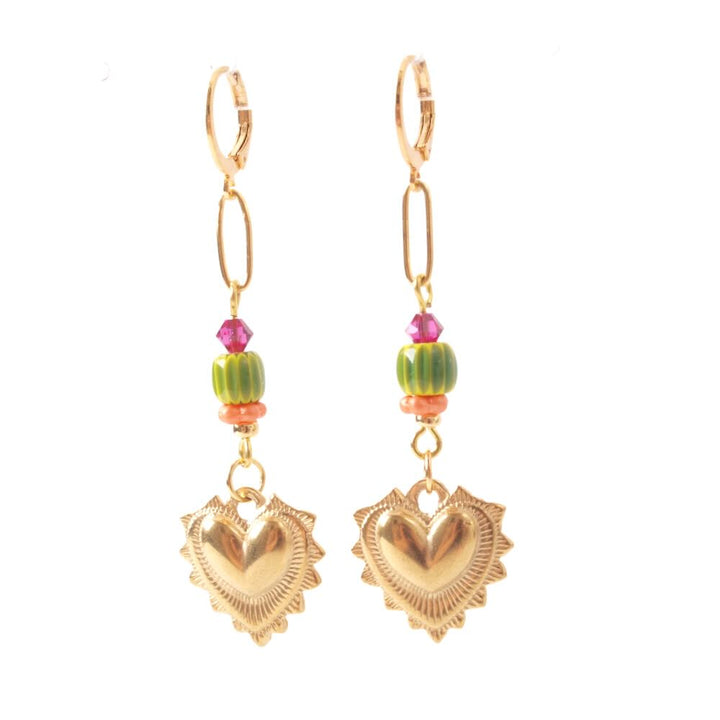 widaro oorbellen hearts and beads multi