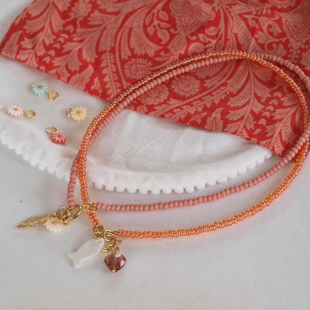 widaro ketting old pink/light orange beads (kies je kleur)