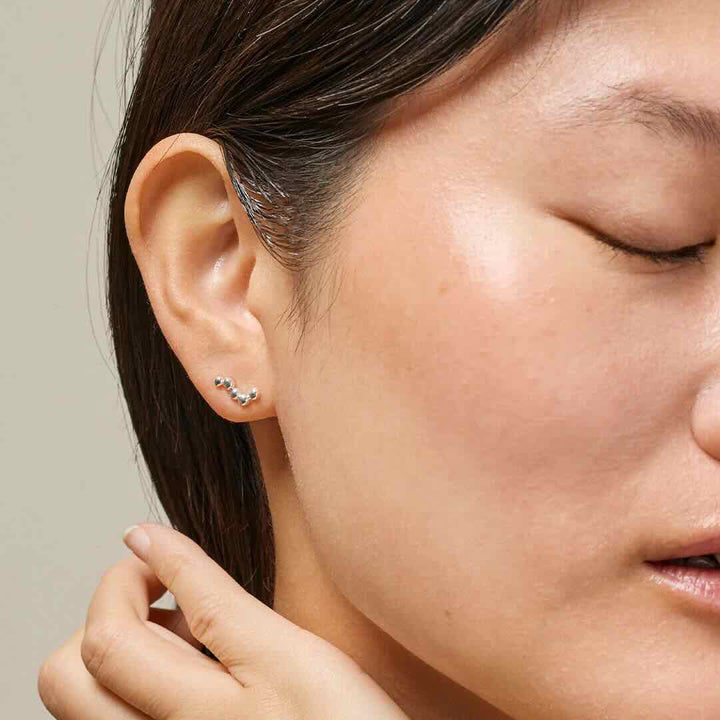 Enamel oorbellen Nara long silver