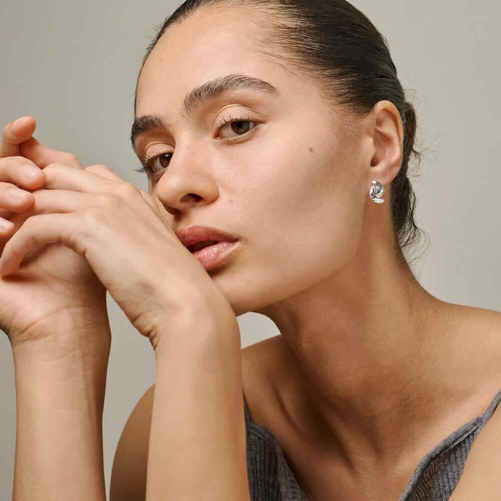 Enamel oorbellen Tova silver