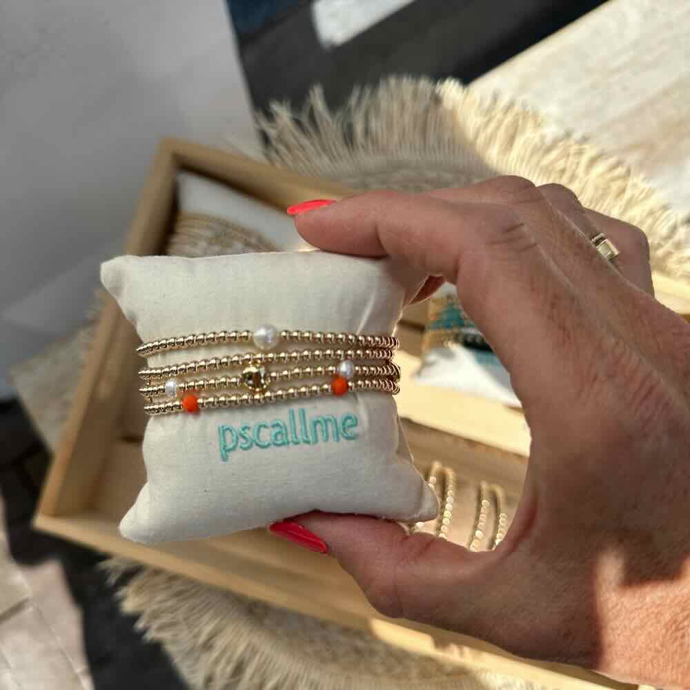pscallme armband flat mixed pearl gold
