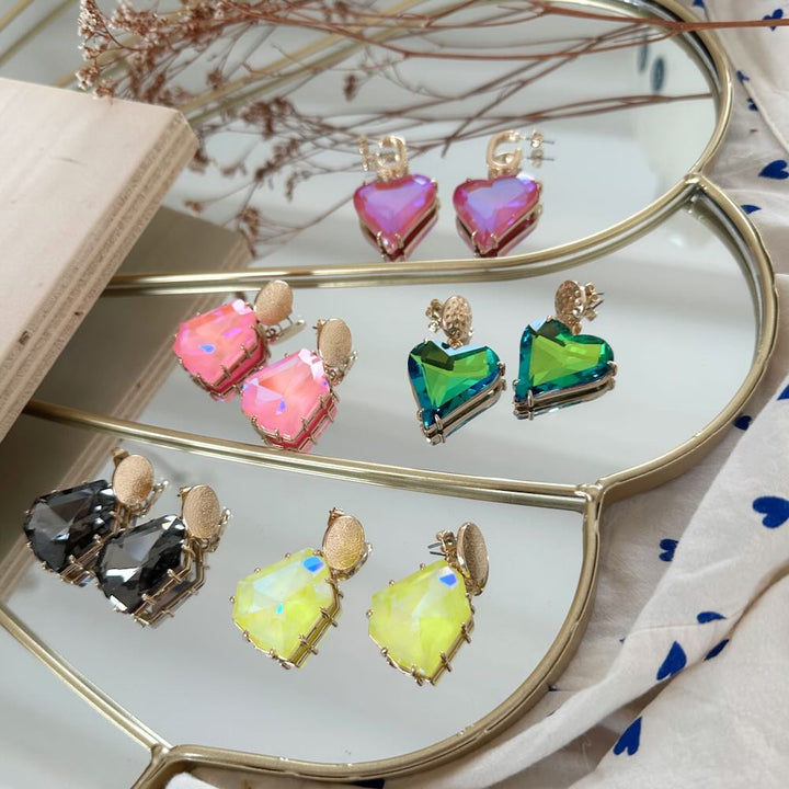 widaro oorbellen shiny hearts pink
