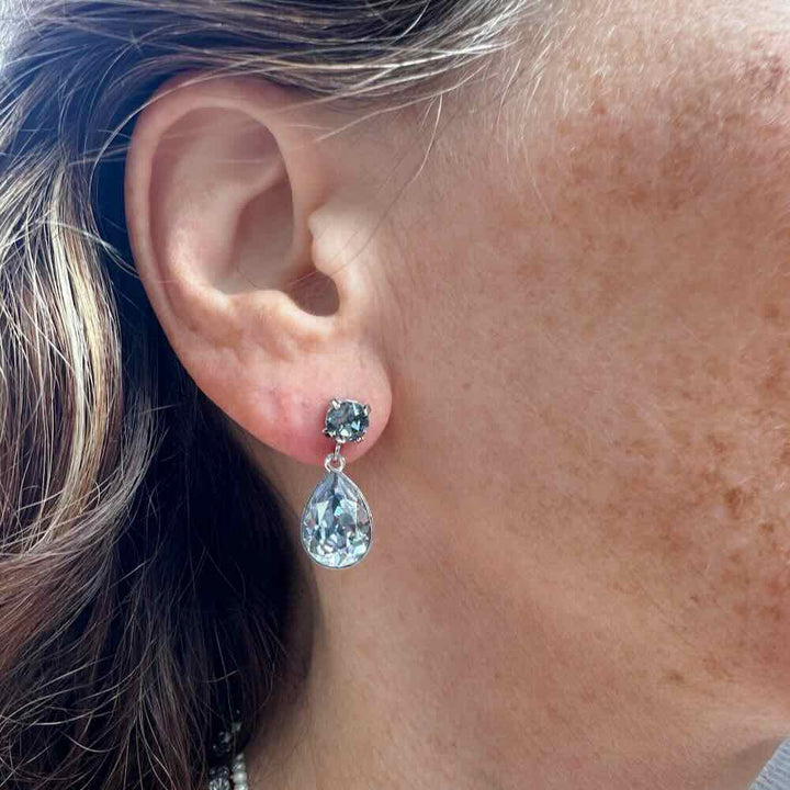 widaro oorbellen blue shine drop (kies goud/zilver)
