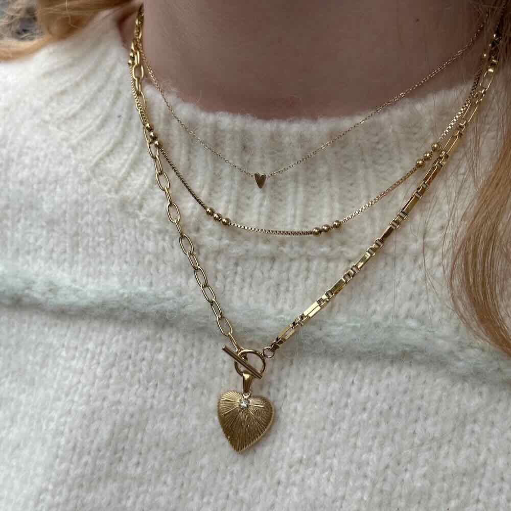 rose & camellia ketting gold heart