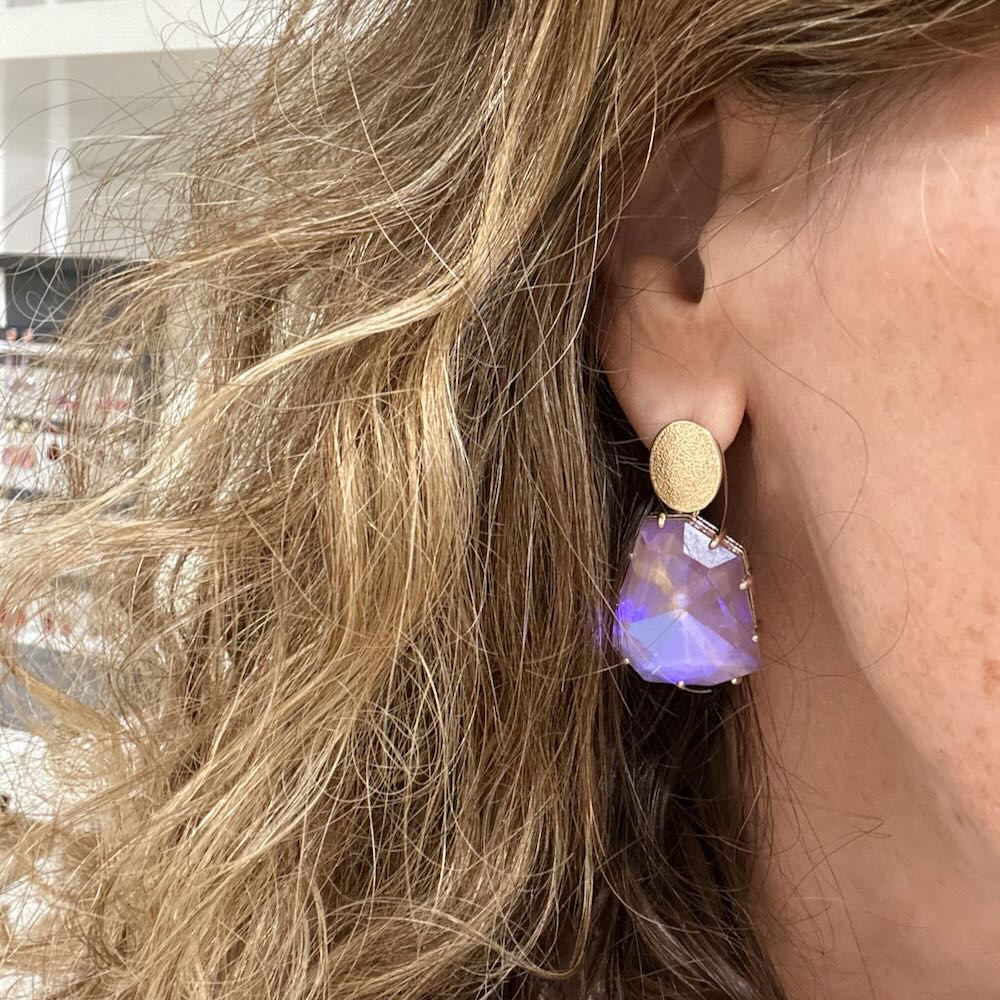 widaro oorbellen shiny stone lila