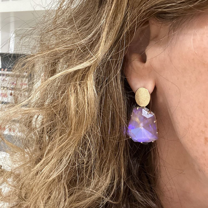widaro oorbellen shiny stone lila
