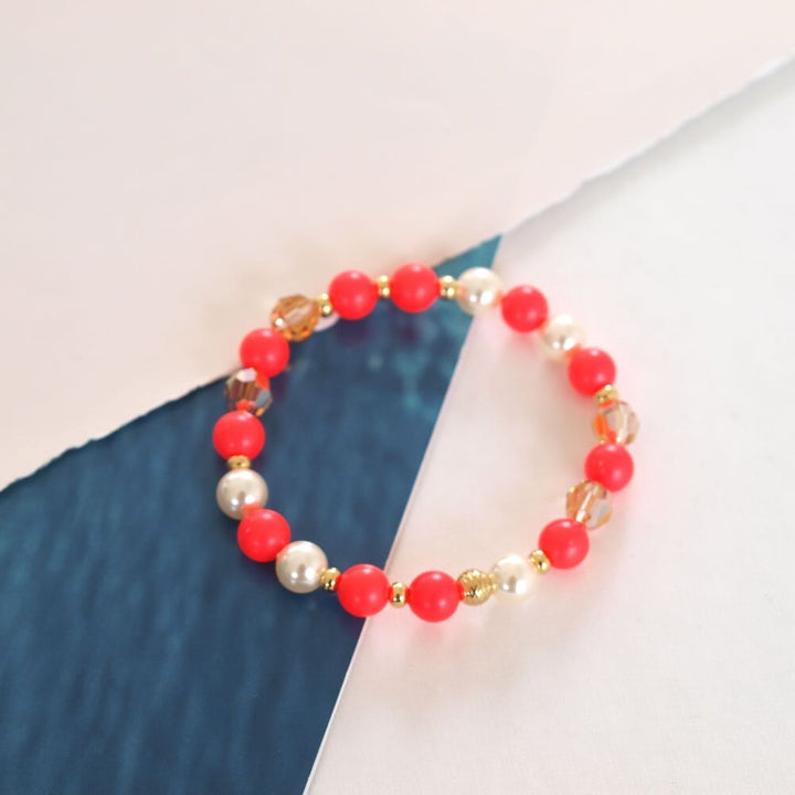 Widaro armband neon red pearl