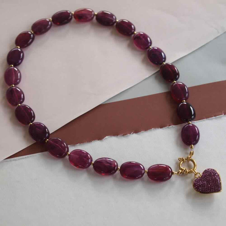 widaro ketting oval aubergine purple