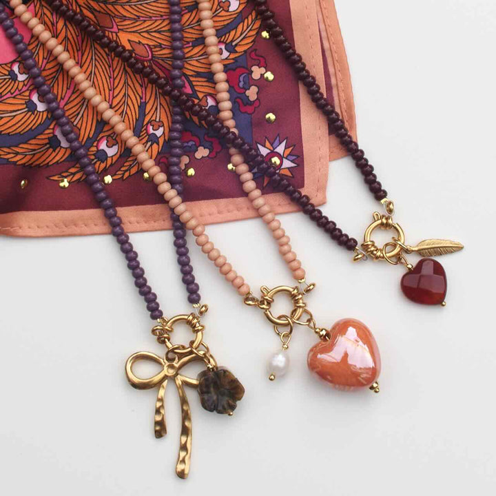 widaro ketting naturel brown beads
