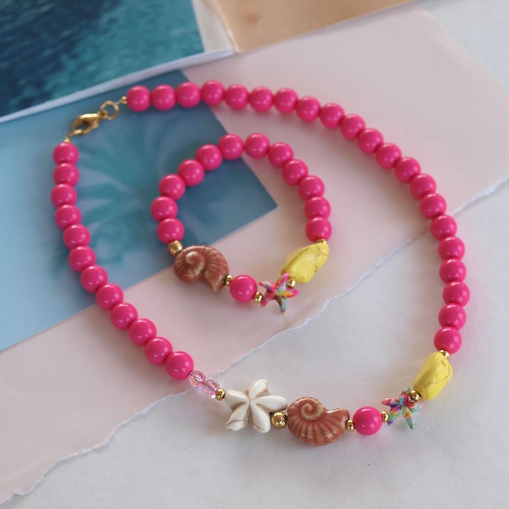 widaro armband/ketting round beachy fuchsia