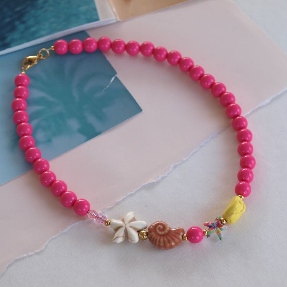 widaro armband/ketting round beachy fuchsia