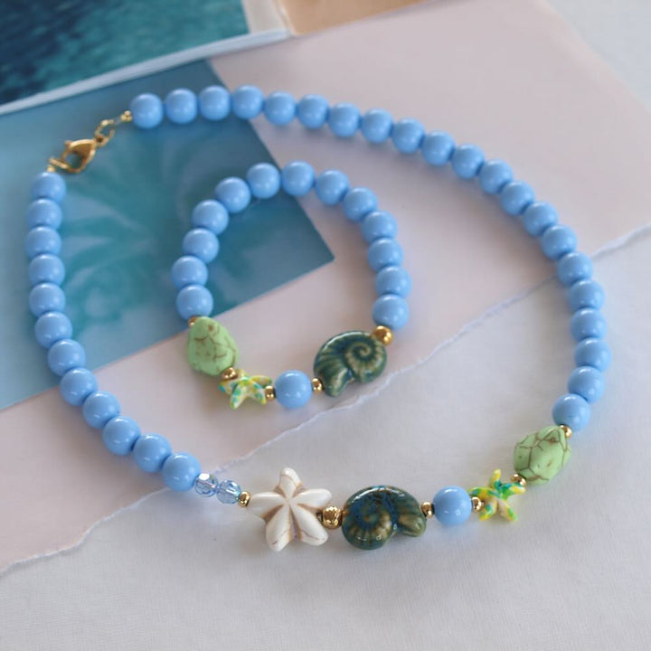 widaro armband/ketting round beachy light blue