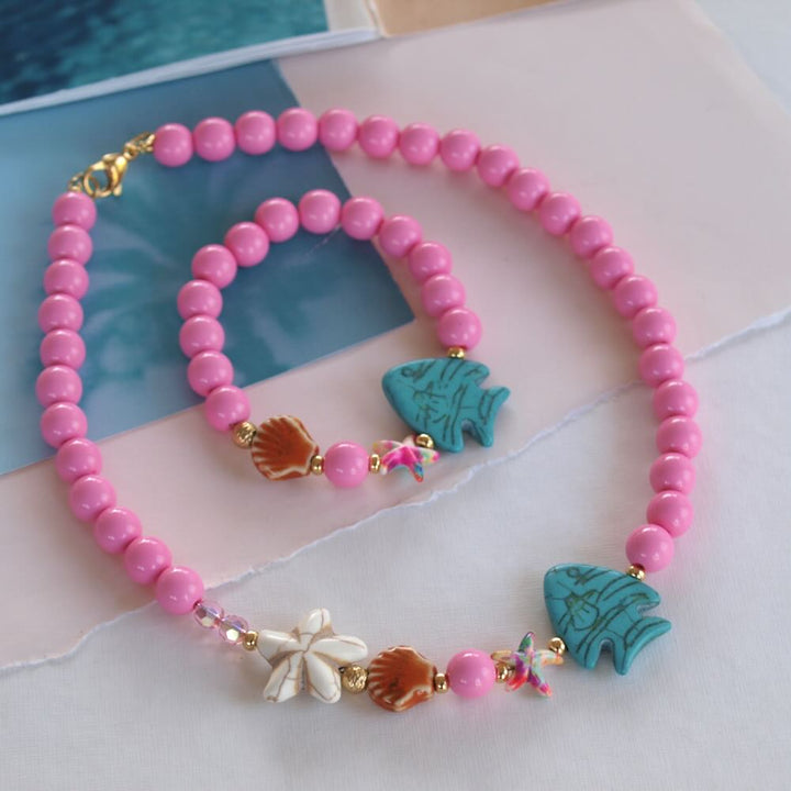 widaro armband/ketting round beachy pink