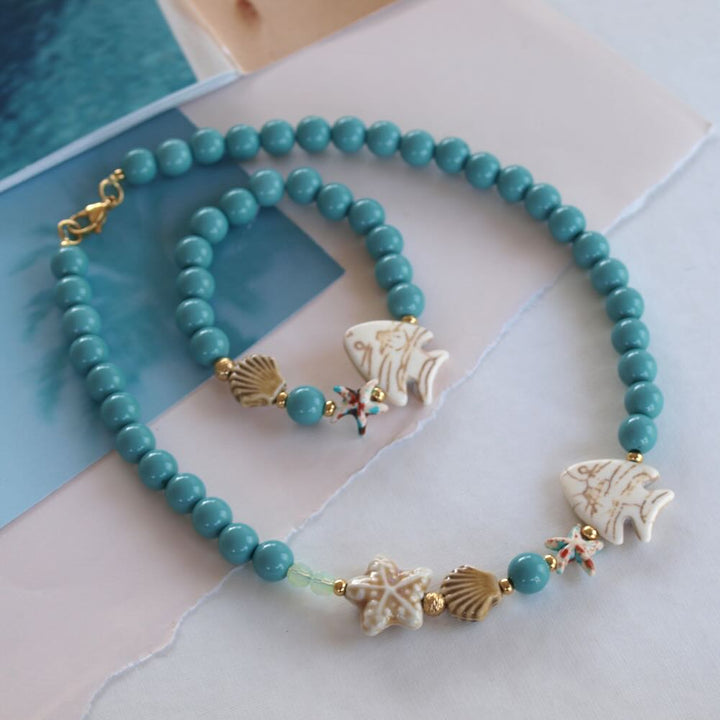 widaro armband/ketting round beachy turquoise