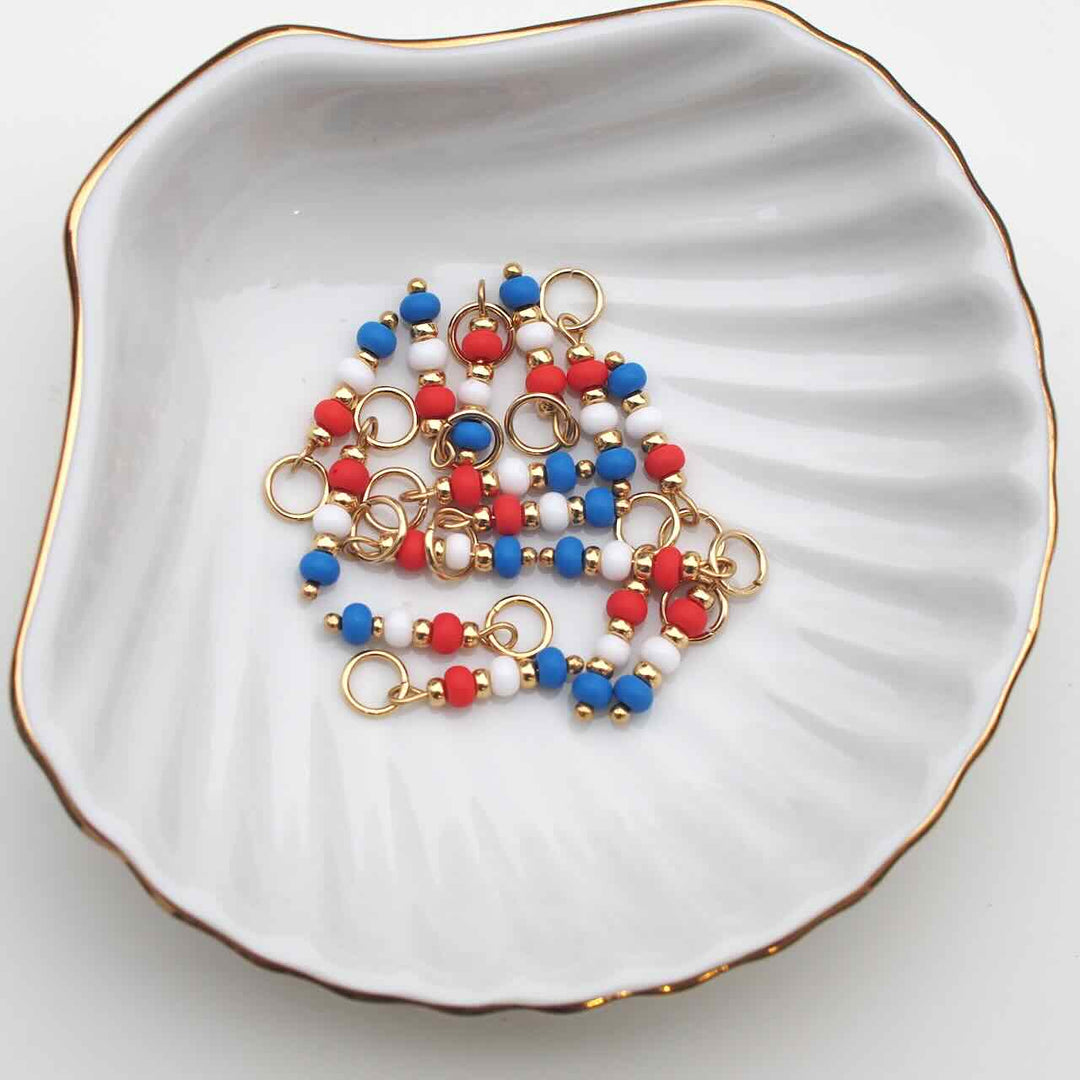 bedels rood/wit/blauw beads (kies je kleur)