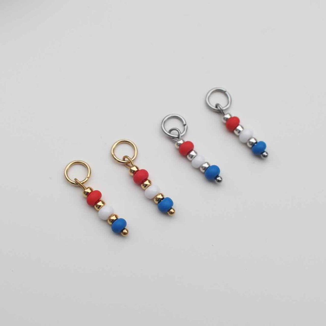 bedels rood/wit/blauw beads (kies je kleur)