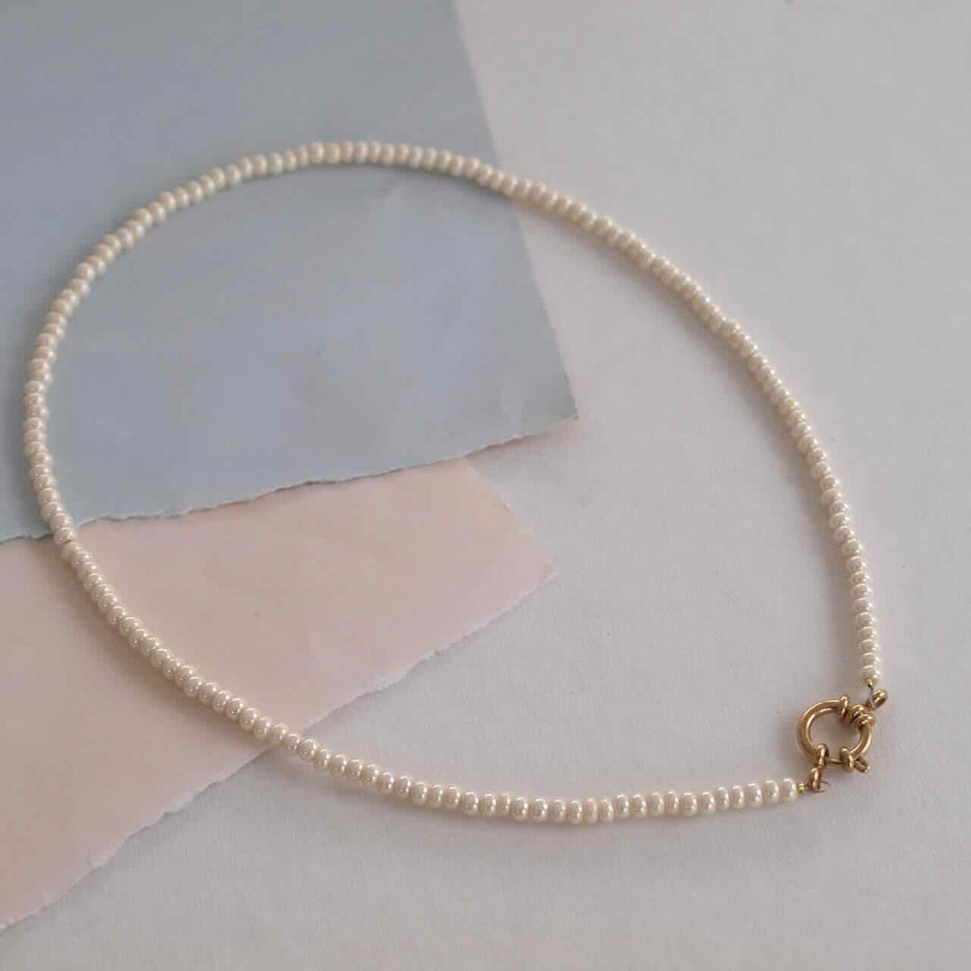 widaro ketting beige beads (kies goud/zilver)