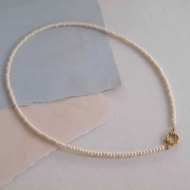 widaro ketting beige beads (kies goud/zilver)