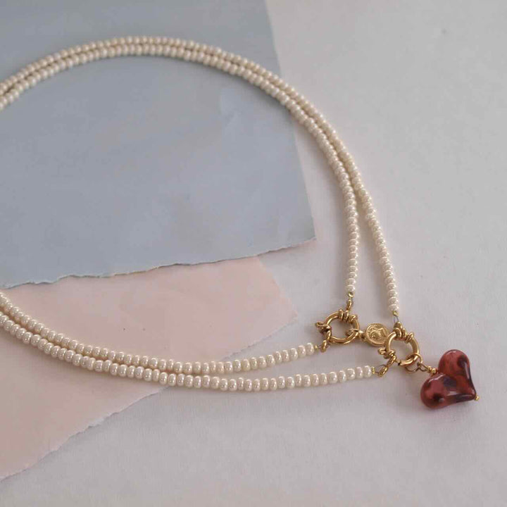 widaro ketting beige beads (kies goud/zilver)