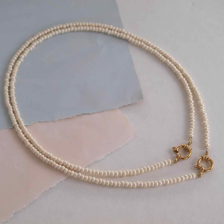 widaro ketting beige beads (kies goud/zilver)